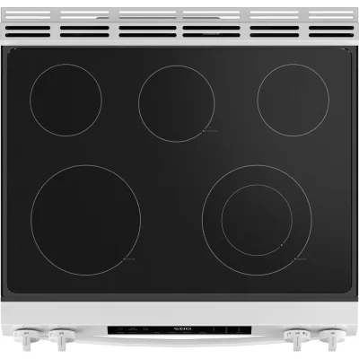 Placa elétrica deslizante inteligente de 5 zonas com 5,3 CuFt em branco com modo Crisp