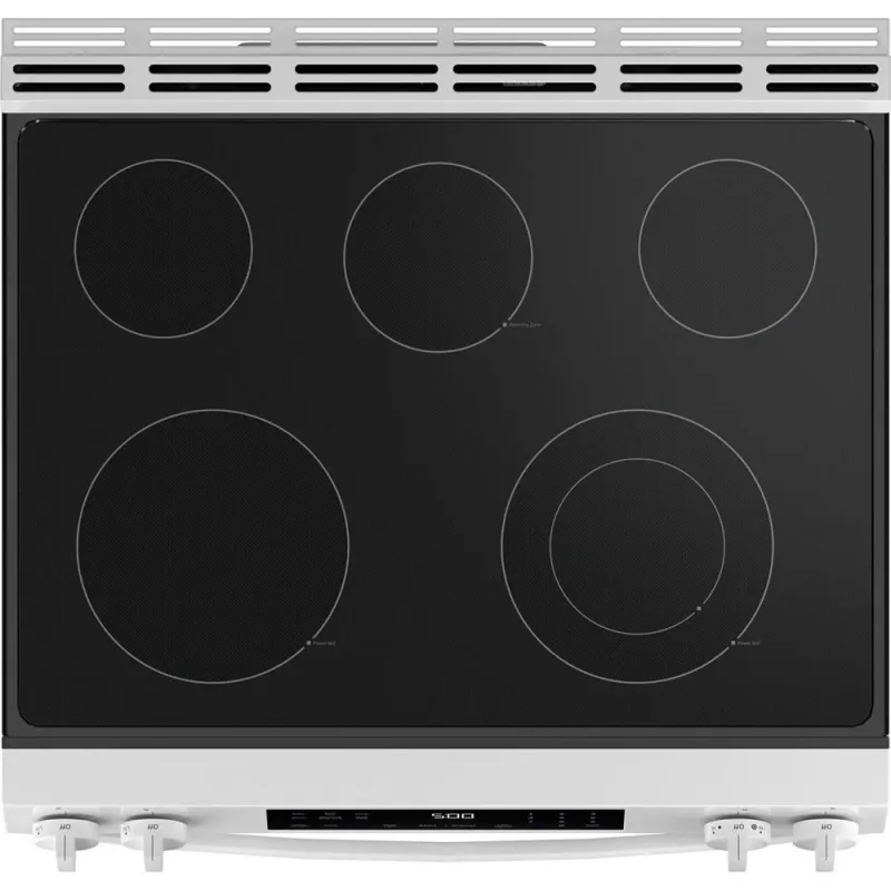 Placa elétrica deslizante inteligente de 5 zonas com 5,3 CuFt em branco com modo Crisp