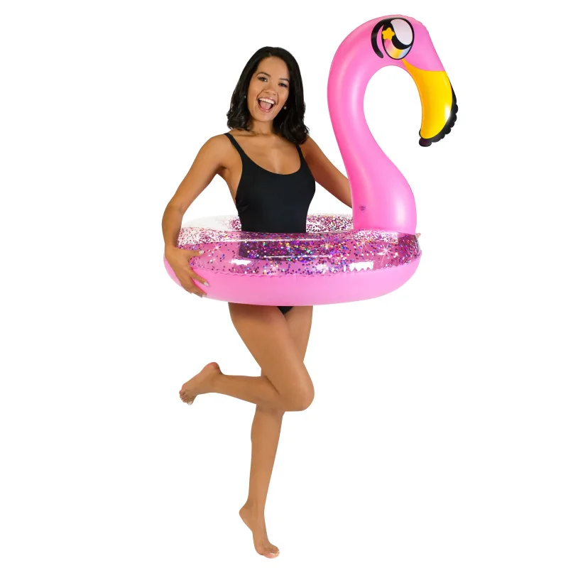 Glitter Flamingo - Flotador para piscina de 36"