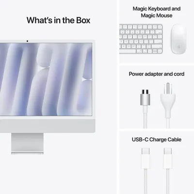 Komputer Desktop iMac 24'' dengan Chip M4 - Silver (Akhir 2024)