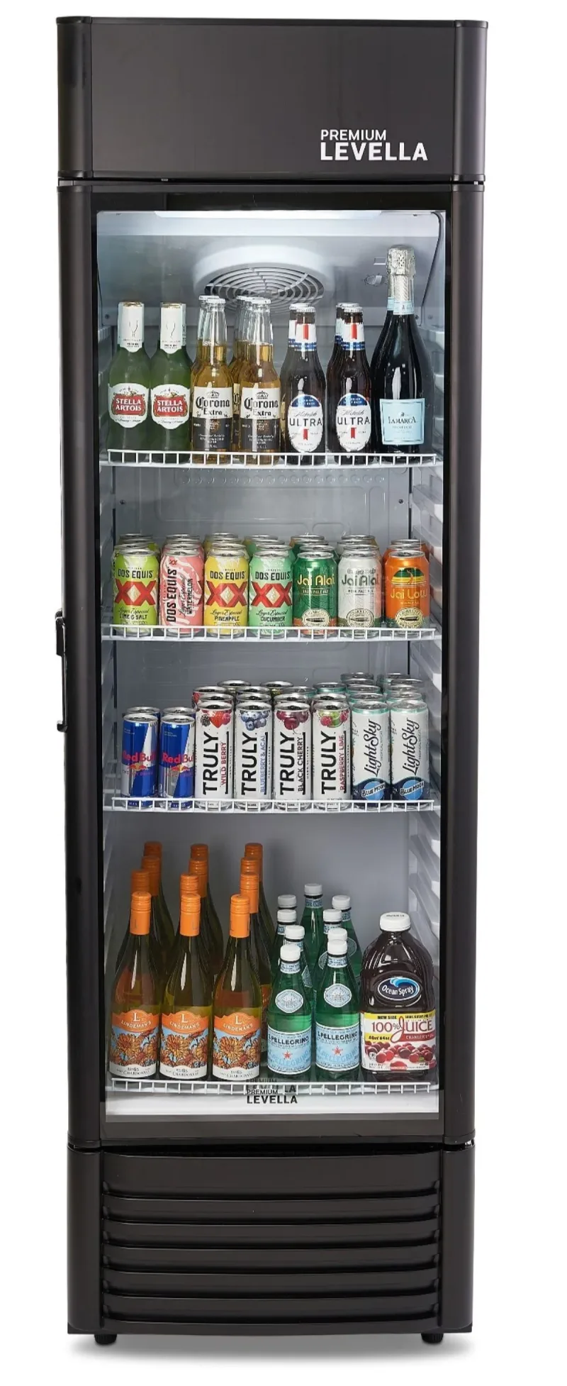 12.5 CuFt Manual Defrost Commercial Display Refrigerator 1-Glass Door Merchandiser in Black with 4 Adjustable Wire Shelves