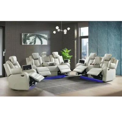 Divano reclinabile Carlo con poltrona e recliner - Oyster