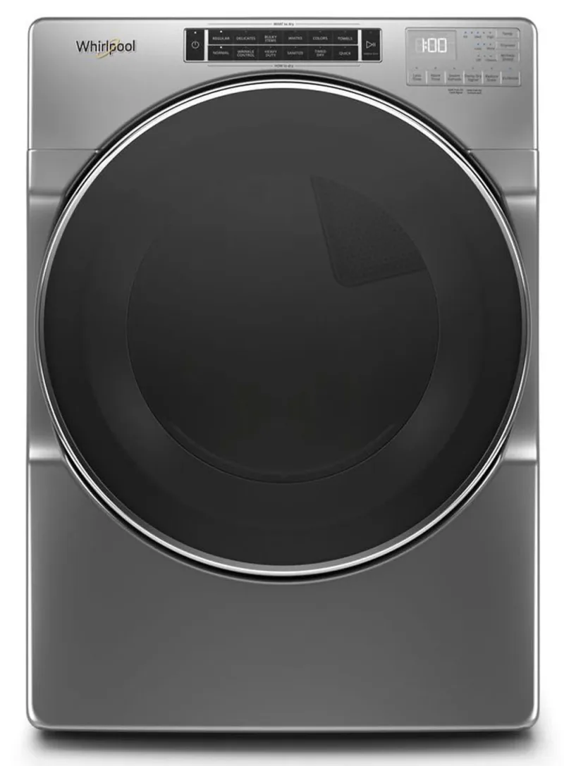 Sèche-linge à gaz frontal superposable ventilé de 7,4 pi³ Chrome Shadow avec programmes vapeur