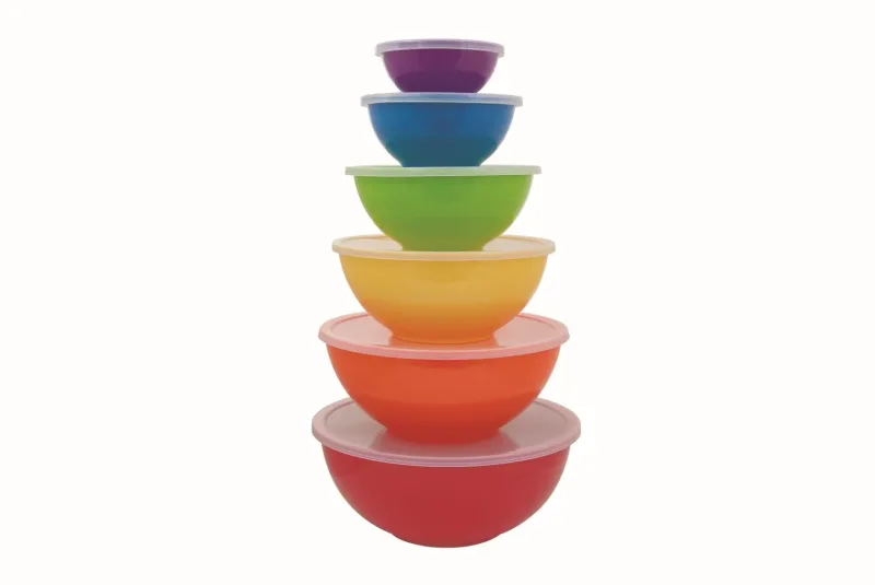 Set of 6 Melamine Mixing Bowls with Lids