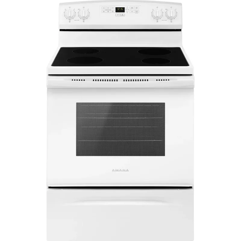 4.8 CuFt Freestanding Rear Control Electric Range in White with Temp Assure™ Cooking System