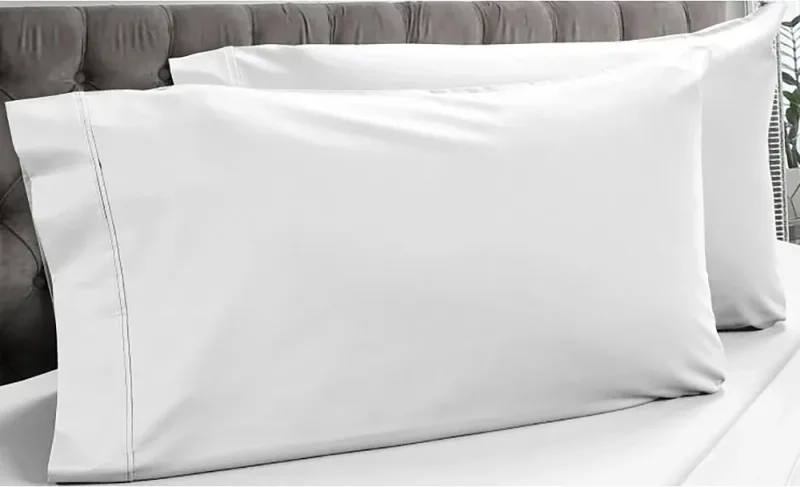 Juego de 2 fundas de almohada estándar 100% algodón Pima, colección DreamCool™ - Blanco