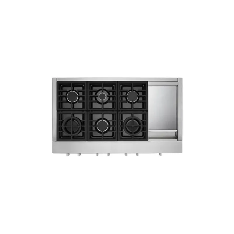 48-Inch 6-Burner Commercial-Style Gas Rangetop with Griddle - Stainless Steel