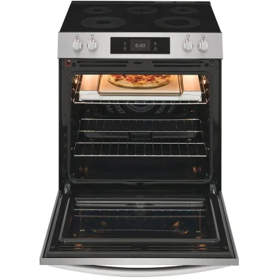 Cocina eléctrica de 6,2 pies cúbicos con control frontal en acero inoxidable
