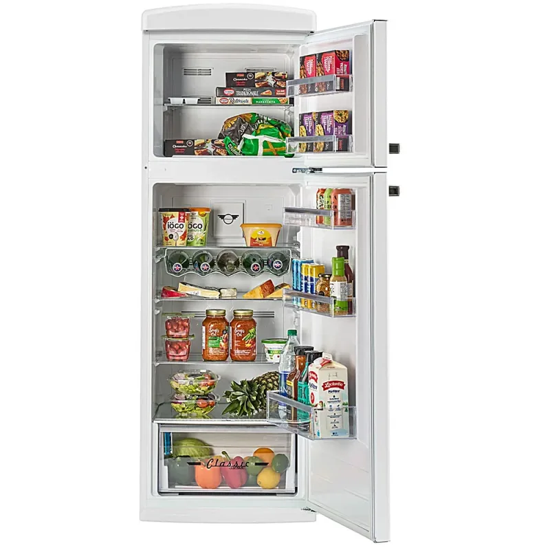 11 CuFt Classic Retro Top Freezer Refrigerator in Marshmallow White