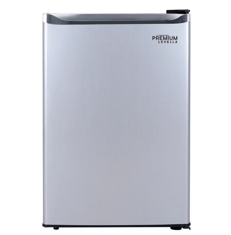 2.5 Cubic Foot Manual Defrost Mini Fridge with Can Dispenser and Chiller Compartment in Stainless Steel Look