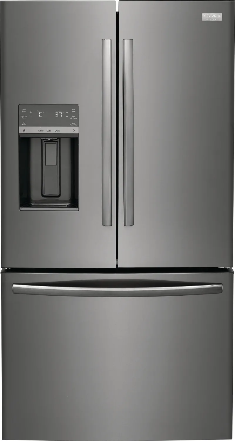 27.8 CuFt French Door Refrigerator in Black Stainless with CrispSeal® Plus Crispers