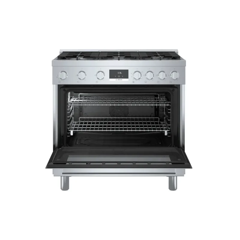 3.7 Cu Ft 800 Series Freestanding 6-Burner Front Control Dual Fuel Convection Gas Range - Stainless Steel