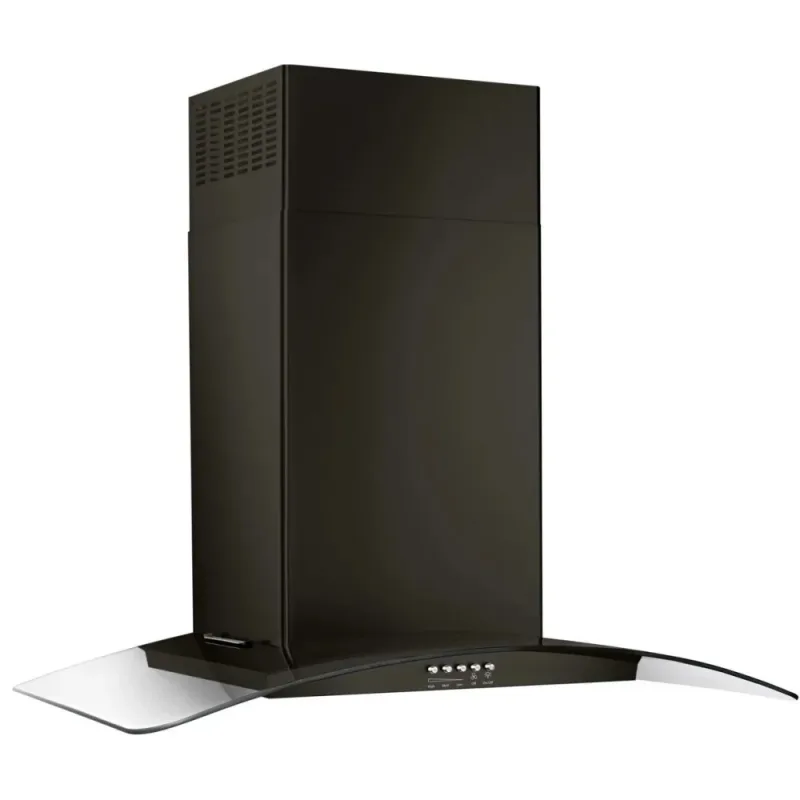 30-inch Concave Glass Wall Mount Range Hood with 400 CFM - Black Stainless Steel