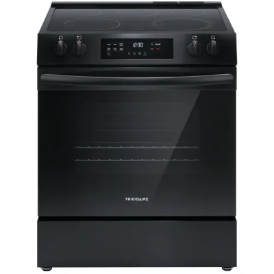 Fogão Elétrico Independente de 5,3 CuFt, 30", 5 Elementos, Controlo Frontal com Limpeza a Vapor - Preto