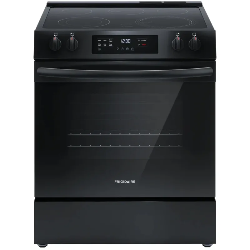Fogão Elétrico Independente de 5,3 CuFt, 30", 5 Elementos, Controlo Frontal com Limpeza a Vapor - Preto