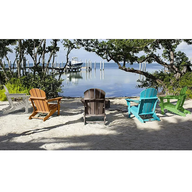 Outdoor Polyresin Folding Adirondack Chair — White