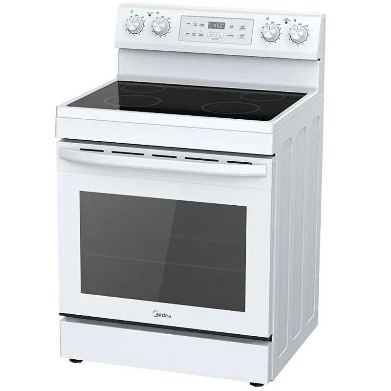 Cocina eléctrica independiente de 4 quemadores y 6,3 pies cúbicos en blanco