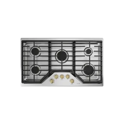 5 Gas Cooktop Knobs - Brushed Brass