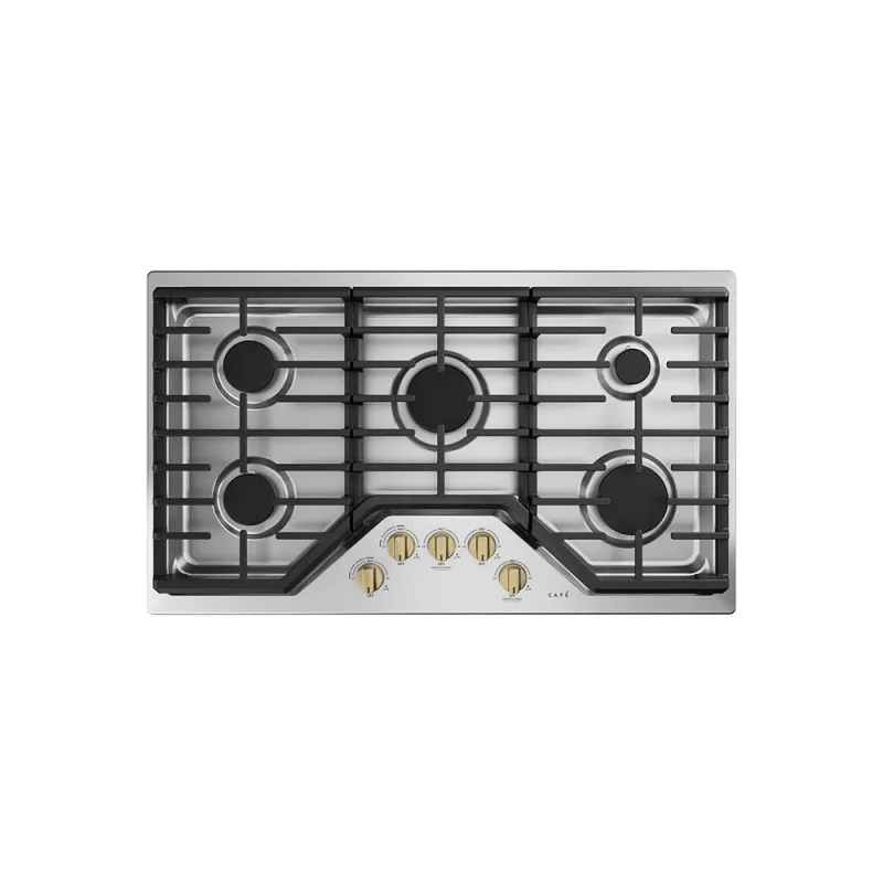 5 Gas Cooktop Knobs - Brushed Brass