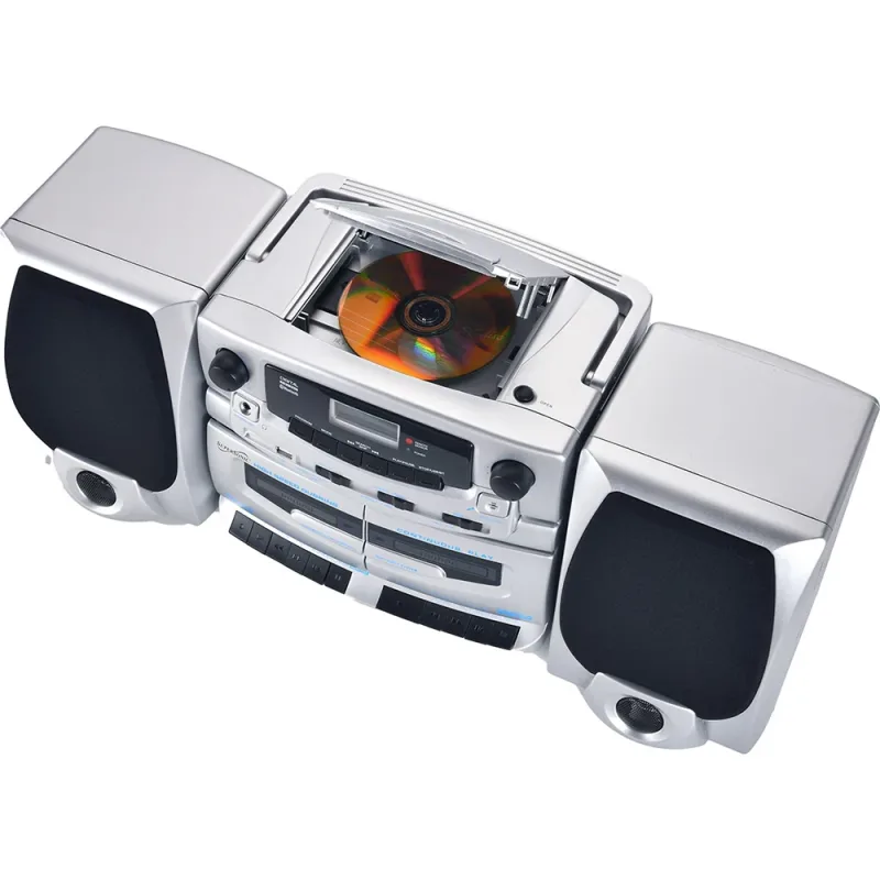 Sistema de audio Bluetooth con reproductor MP3/CD de carga superior y pletina de doble casete