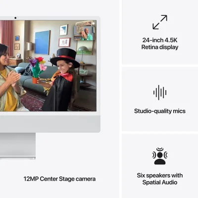 Komputer Desktop iMac 24'' dengan Chip M4 - Silver (Akhir 2024)