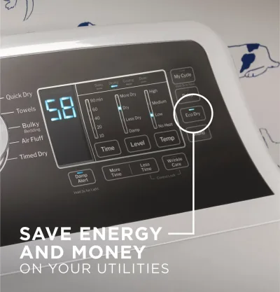 7,4 cu ft elektrisk tørretumbler i Diamond Gray med Sensor Dry