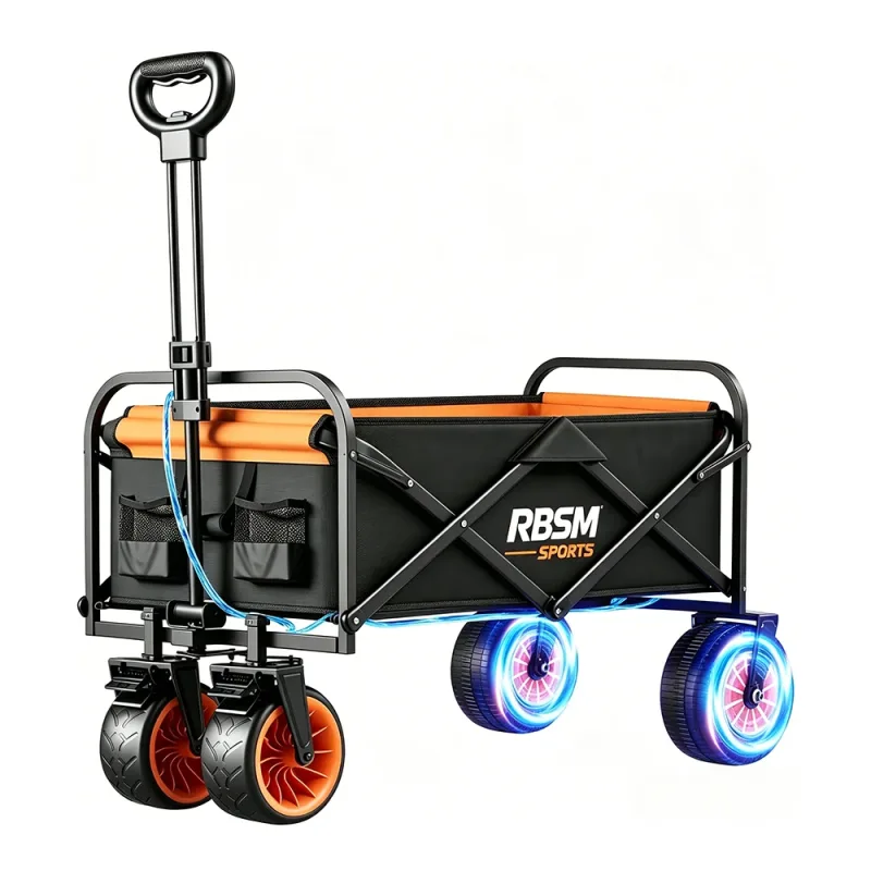 Sports Foldable Electric E-Wagon with electric assist, 300 lb load capacity, 150 L storage capacity, all-terrain wheels and removable rechargeable battery