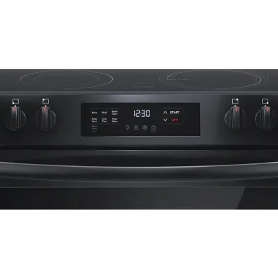 Fogão Elétrico Independente de 5,3 CuFt, 30", 5 Elementos, Controlo Frontal com Limpeza a Vapor - Preto