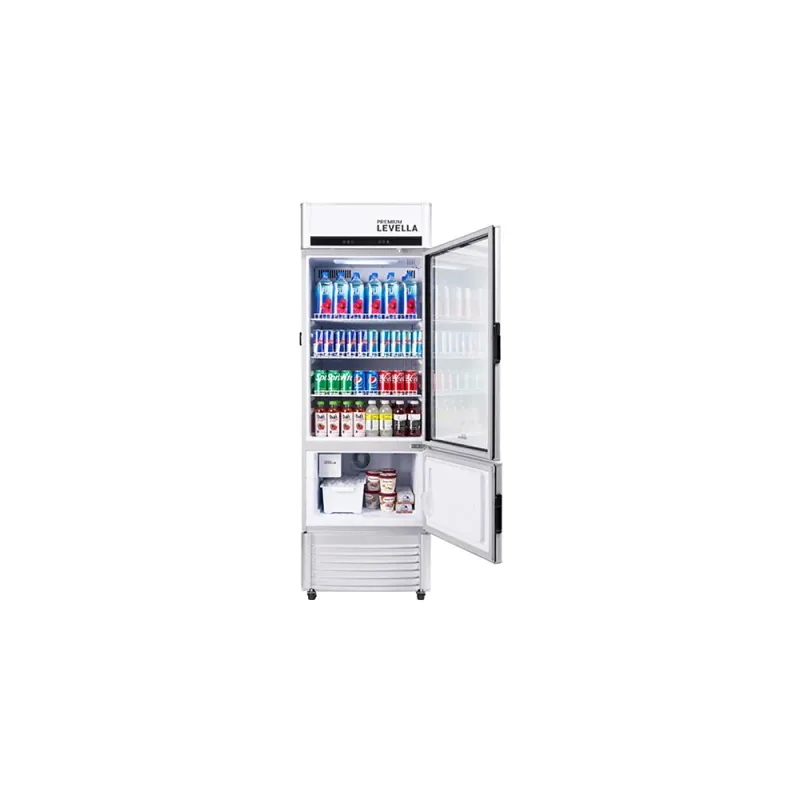 Refrigerador expositor de una puerta de 12,5 pies cúbicos con máquina de hielo automática