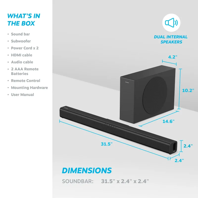 Element 2.1 lydplanke og subwoofer