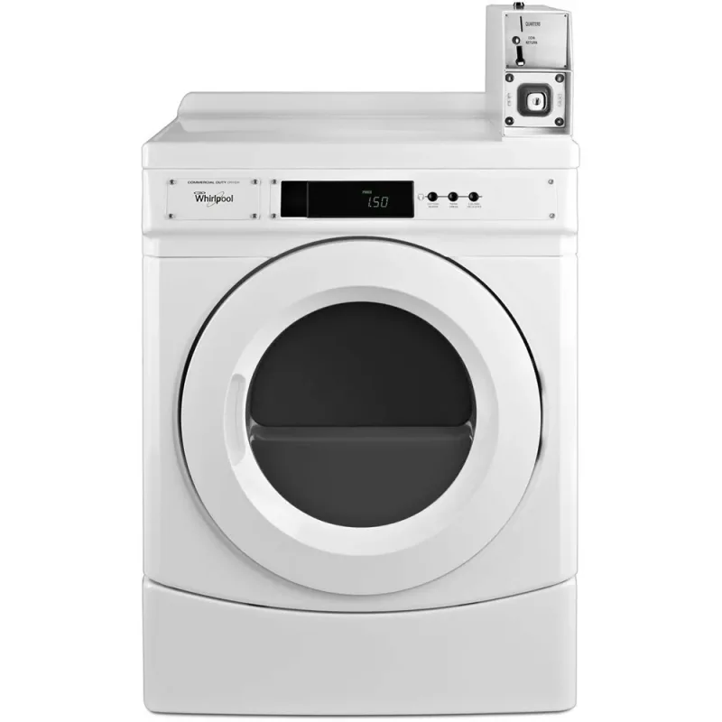 6.7 CuFt Commercial Front Load Electric Dryer with Factory-Installed Coin Drop in White