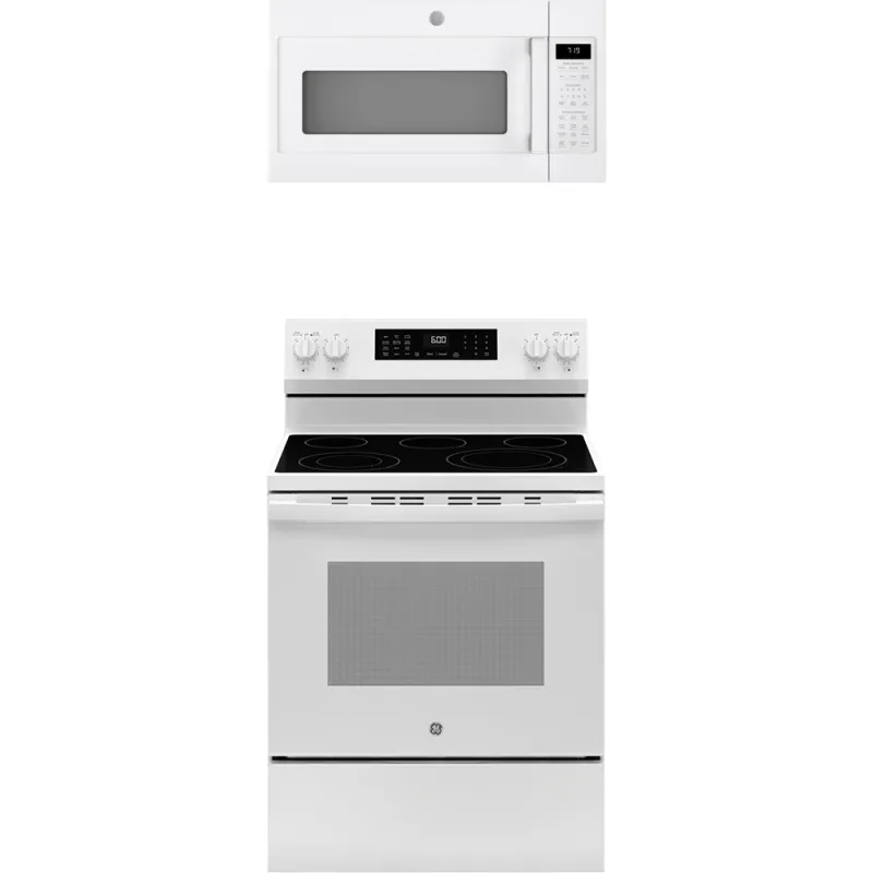 5.3 CuFt Convection Freestanding Electric Range with 1.9 CuFt 1000 Watt Over the Range Microwave in White