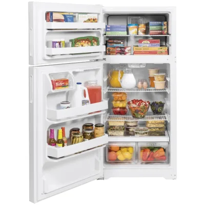 Frigorífico con congelador superior de 15,6 pies cúbicos en blanco