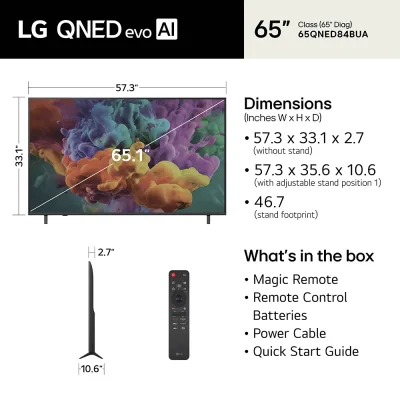 TV Smart 4K Mini LED QNED evo AI QNED84B da 65"