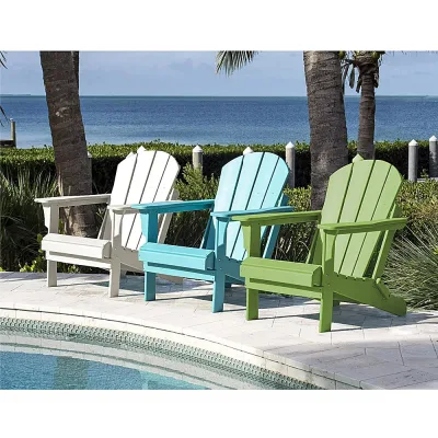Outdoor Polyresin Folding Adirondack Chair — White