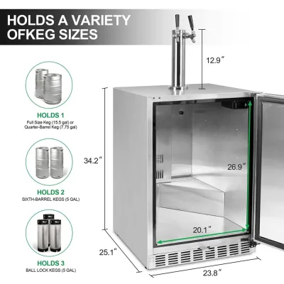 Dual Tap 24" kegerator drikkevarekøler
