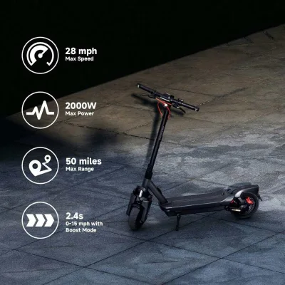 MAX G3 Plus eKickScooter com 50 milhas de autonomia máxima e 28 mph de velocidade máxima