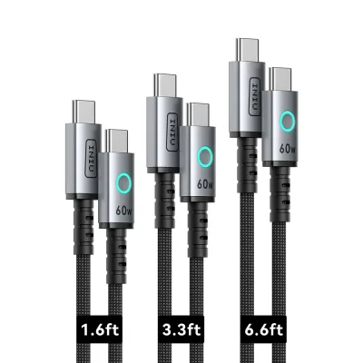 60W USB-C hurtigladingskabel, 3-pakning