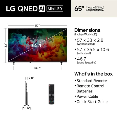 Telewizor Smart TV 4K QNED AI QNED75B Mini LED, klasa 65"