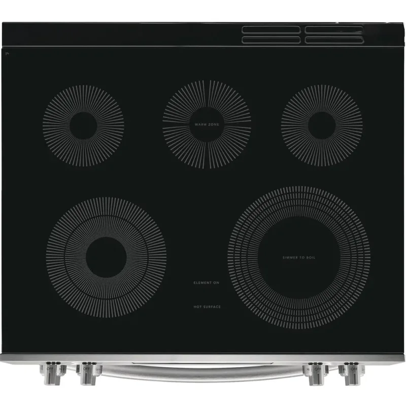 Cocina eléctrica de 6,2 pies cúbicos con control frontal en acero inoxidable